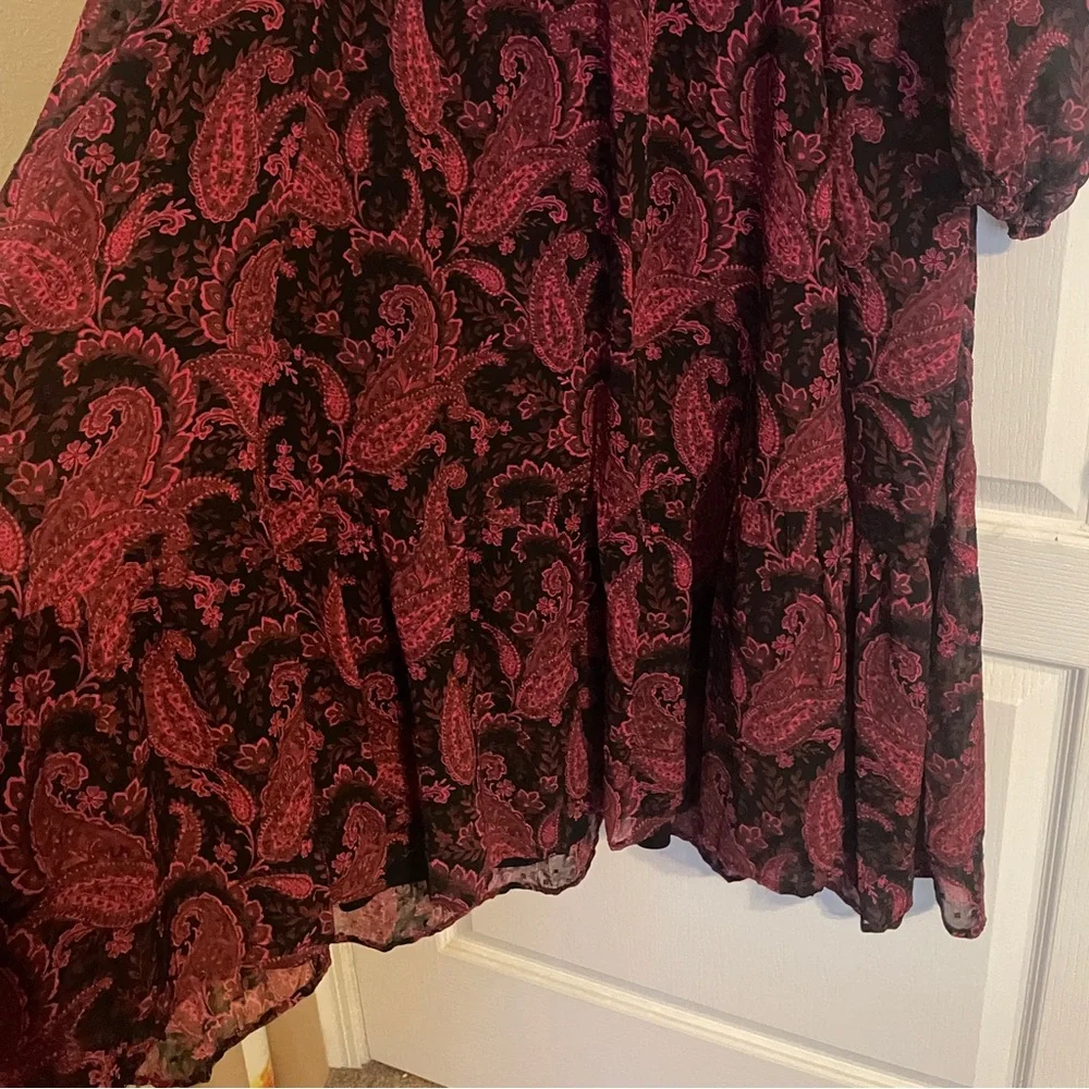 NWT Torrid Red and Black Floral Paisley Maxi Dress Size 1X Sheer Sleeve  Holiday - Picture 8 of 10